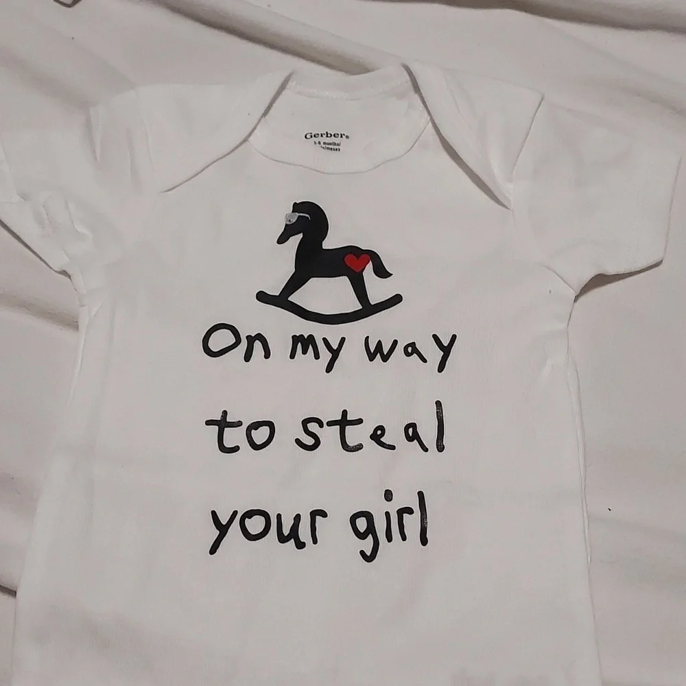 ON my way to steal your girl Gerber one piece size 3-6 M new without tag